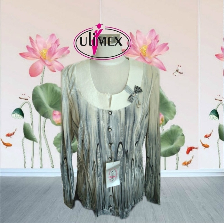  ulimex нарядная новая блузка женская длинный рукав гофре польша, фото №2