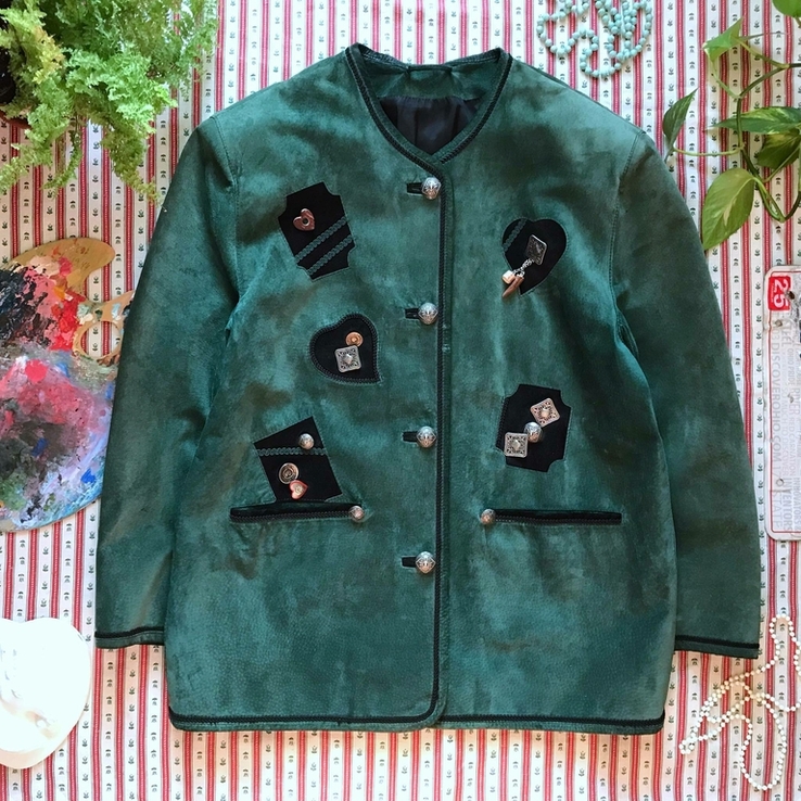 Шикарный пиджак куртка натуральная кожа ретро винтаж размер 40, фото №2