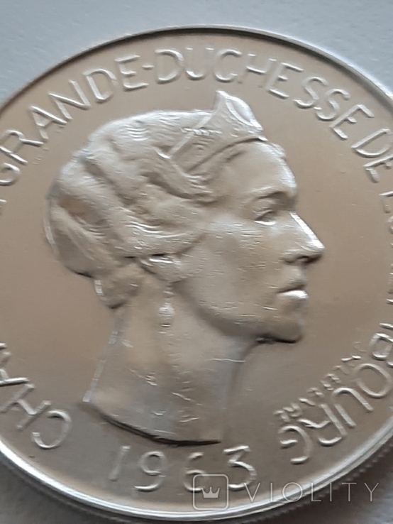 100 франков Люксембург 1963 г.Серебро., фото №3
