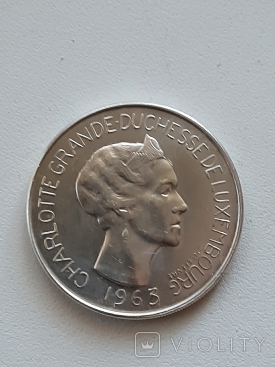 100 франков Люксембург 1963 г.Серебро., фото №4