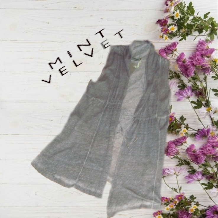 Mint Velvet Льняной Стильный люкс бренд женский кардиган/жилет с кармашками серый меланж, фото №3
