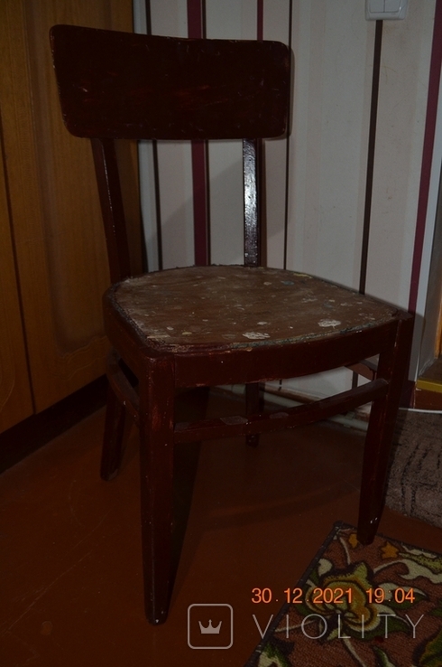 The chair is wooden. From the USSR. Height 83-43 cm. Painted. №6, photo number 4
