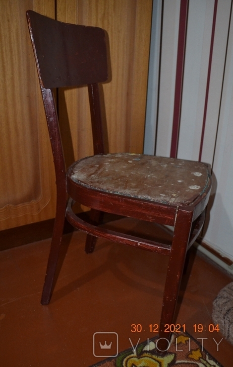 The chair is wooden. From the USSR. Height 83-43 cm. Painted. №6, photo number 5