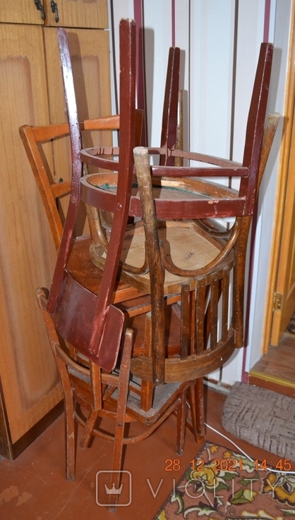 The chair is wooden. From the USSR. Height 83-43 cm. Painted. №6, photo number 12