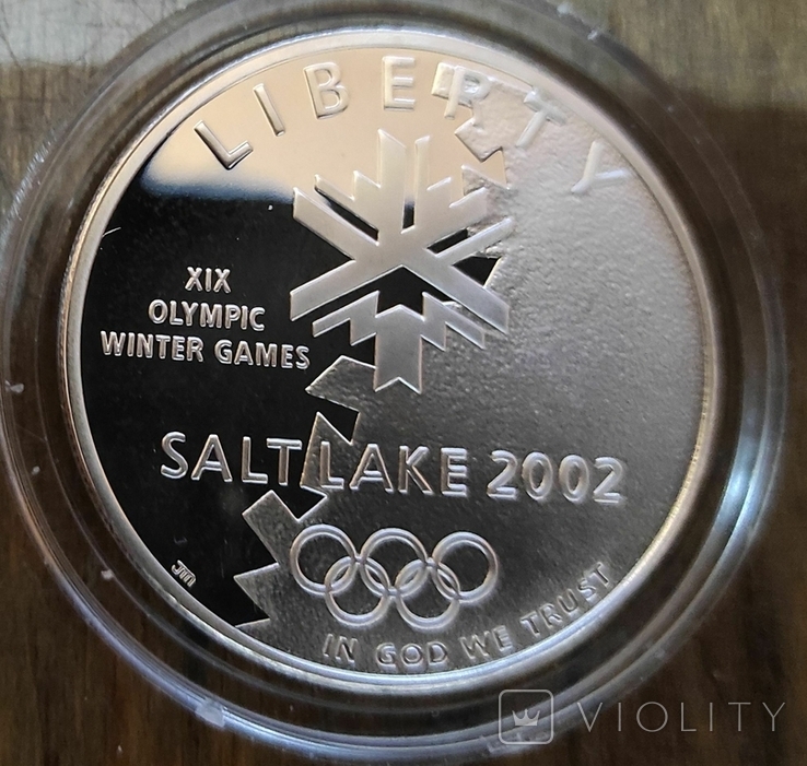США 1 доллар 2002 г. XIX Зимние Олимпийские игры в Солт-Лейк-Сити. Серебро. ПРУФ