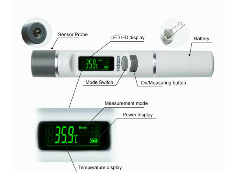 Термометр TIDA TD238, инфракрасный бесконтактный цифровой жк-дисплей 3в1, photo number 8