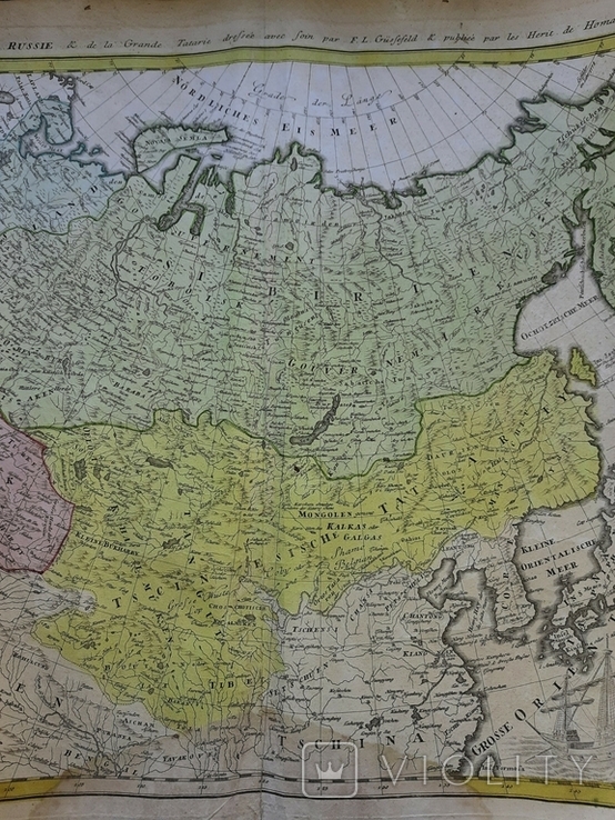 Карта Российской империи 1786 Нюрнберг. Гравированная с ручной раскраской, фото №7