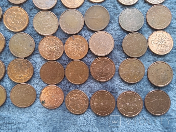2 евроцента(100шт),разных стран и годов, фото №3