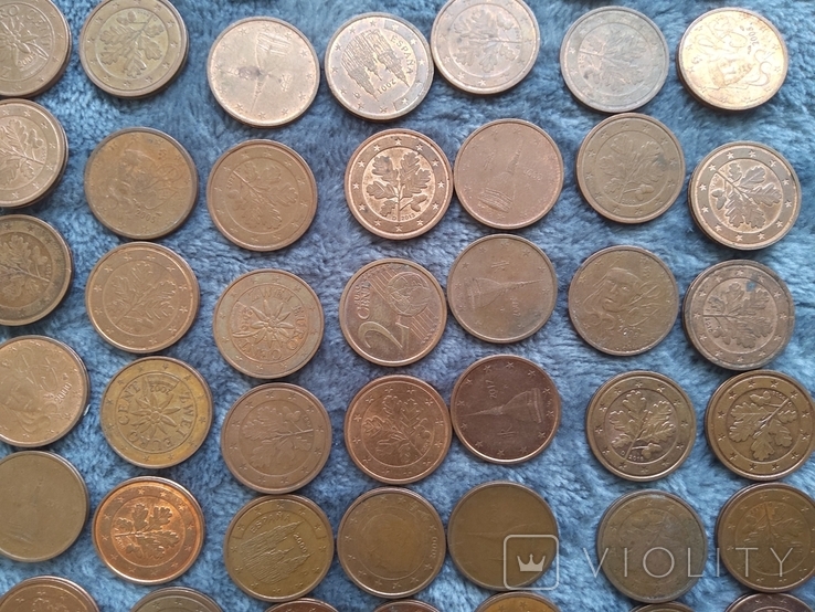 2 евроцента(100шт),разных стран и годов, фото №5