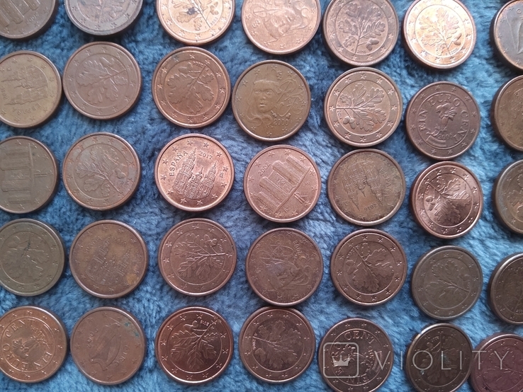 1 евроцент (150шт),разных стран и годов, фото №5