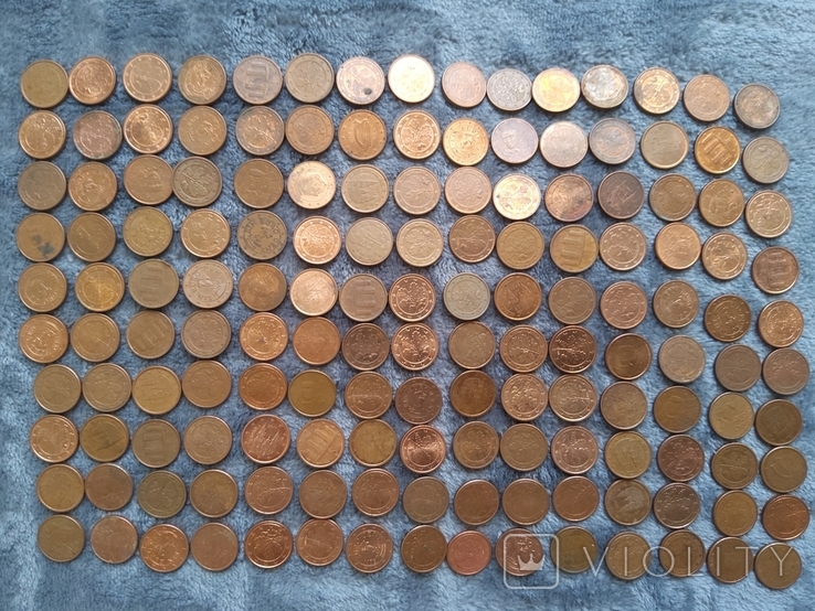 1 евроцент (150шт),разных стран и годов, фото №2