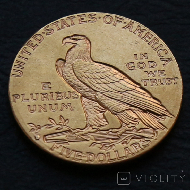 5 долларов 1909 США. Золото 8.35 г, фото №3