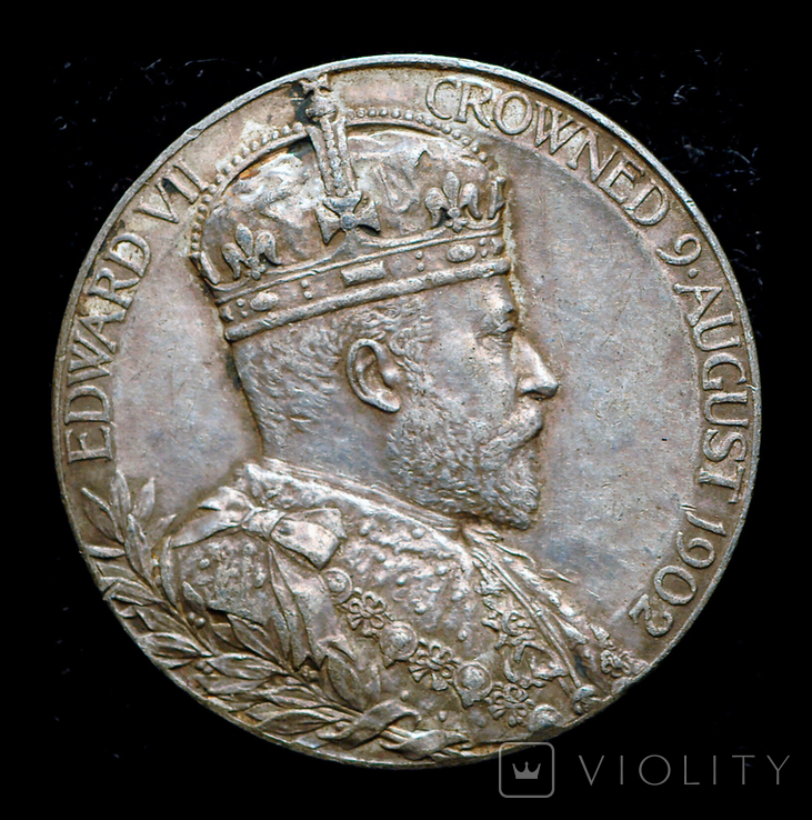 Великобритания медаль коронации 1902 серебро официальная