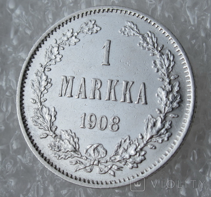 1 Марка 1908 г. для Финляндии, серебро, фото №4