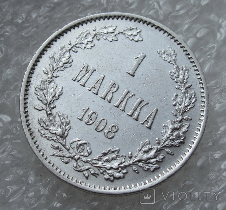 1 Марка 1908 г. для Финляндии, серебро, фото №6