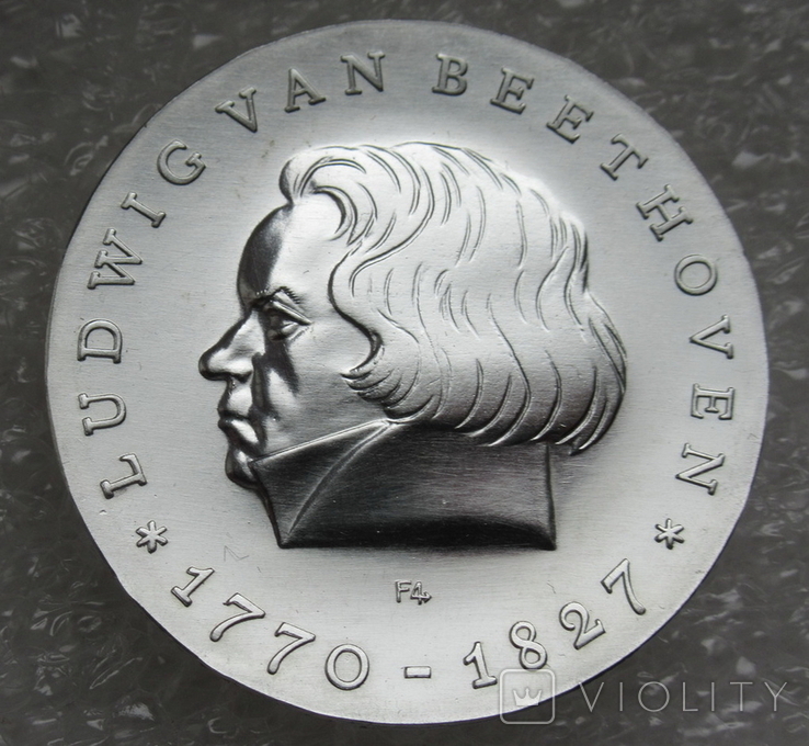 ГДР 10 марок 1970 Людвиг ван Бетховен, серебро