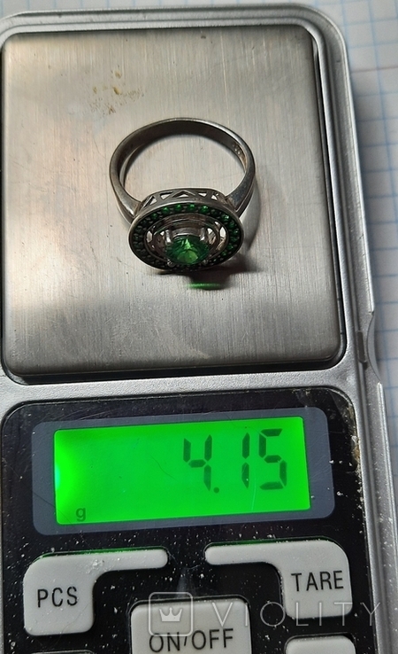 Кольцо с зелёными камнями 925 проба, numer zdjęcia 4