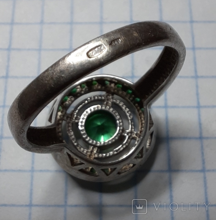 Кольцо с зелёными камнями 925 проба, photo number 5