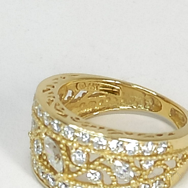 Золотое кольцо с цирконами, фото №7