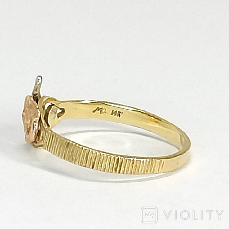 Миниатюрное винтажное золотое кольцо с розочкой, фото №5