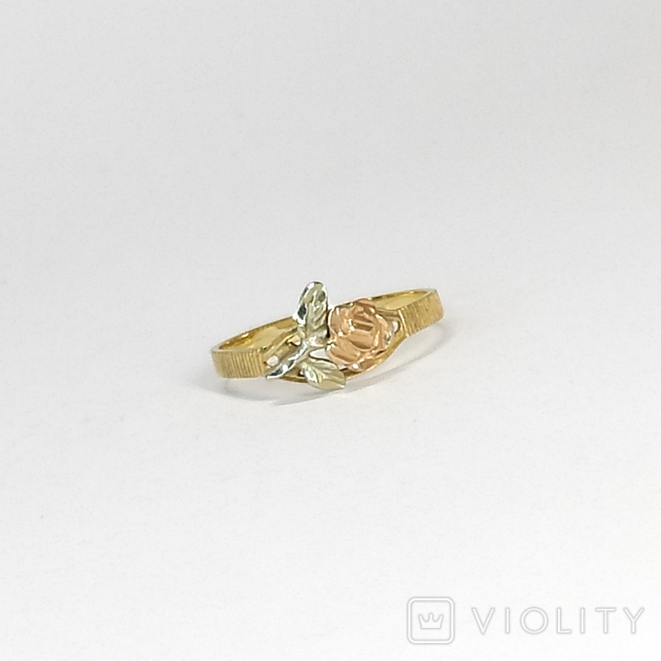 Миниатюрное винтажное золотое кольцо с розочкой, фото №6