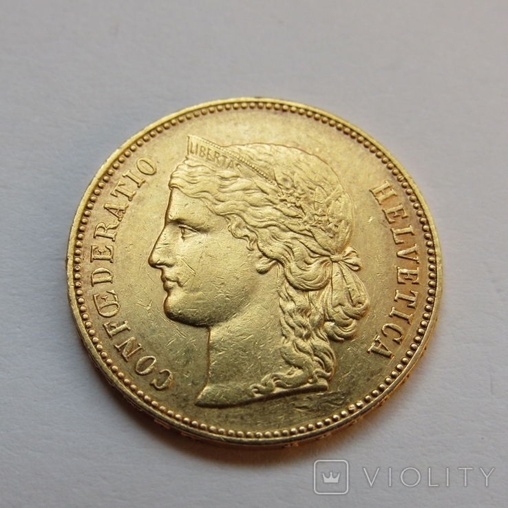 20 франков 1896 г. Швейцария, фото №2