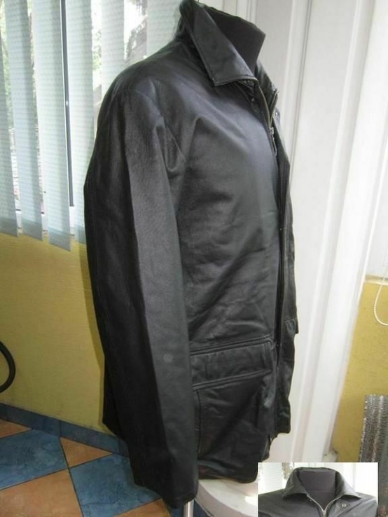 Большая утеплённая кожаная мужская куртка Echt Leder. 64р. Лот 704, photo number 4