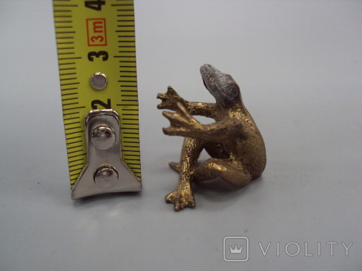 Figure: miniature, figurine, frog sitting in lotus position, metal, height 2.7 cm, photo number 4