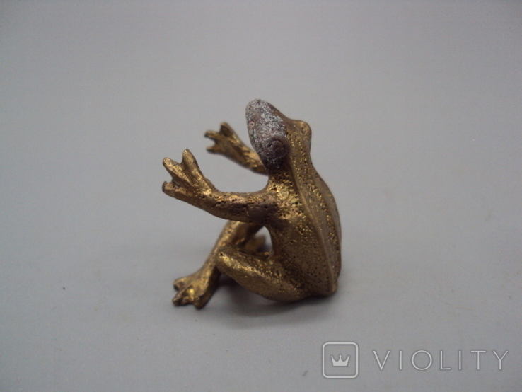 Figure: miniature, figurine, frog sitting in lotus position, metal, height 2.7 cm, photo number 5