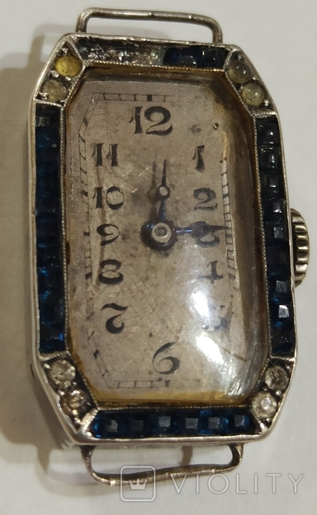 Часы винтажные в серебряном корпусе с натуральными камнями, фото №2