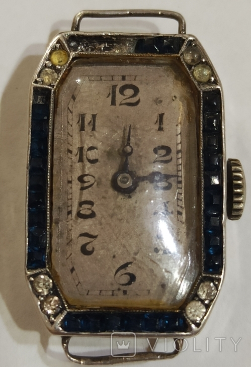 Vintage watch in silver case with natural stones, photo number 3