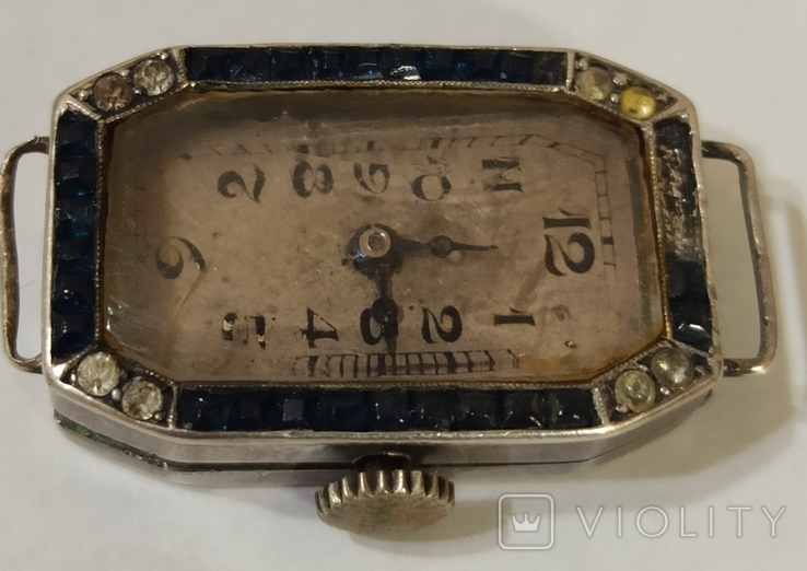 Часы винтажные в серебряном корпусе с натуральными камнями, фото №11