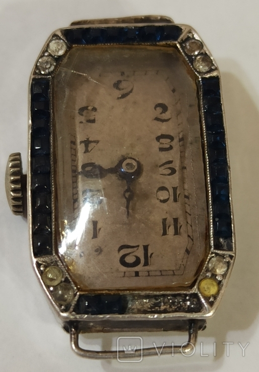 Vintage watch in silver case with natural stones, photo number 12
