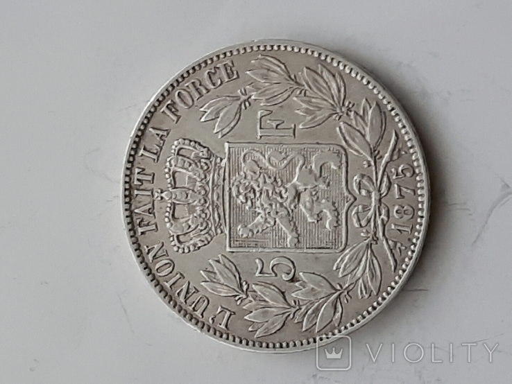 5 франков Бельгия 1875 г.Сееребро., фото №3