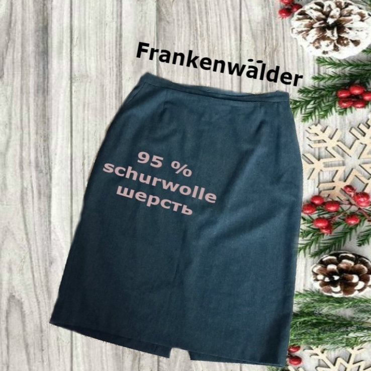 Frankenwalder 95 % шерсть Стильная теплая женская юбка серая меланж с кармашками, фото №2