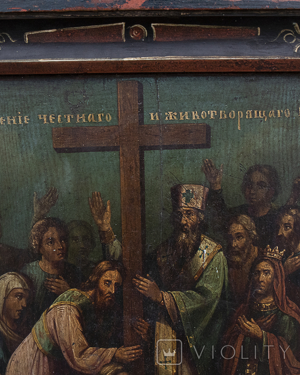 Старинная прекрасная икона "Воздвиженіе честнаго и животворащаго креста"., фото №5