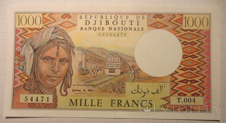 Джибуті 1000 франків 1979-2004 роки, с мікропринтом