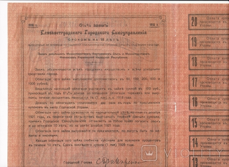 Елисаветград, 100 руб, Городской Заем, 1918г., фото №6