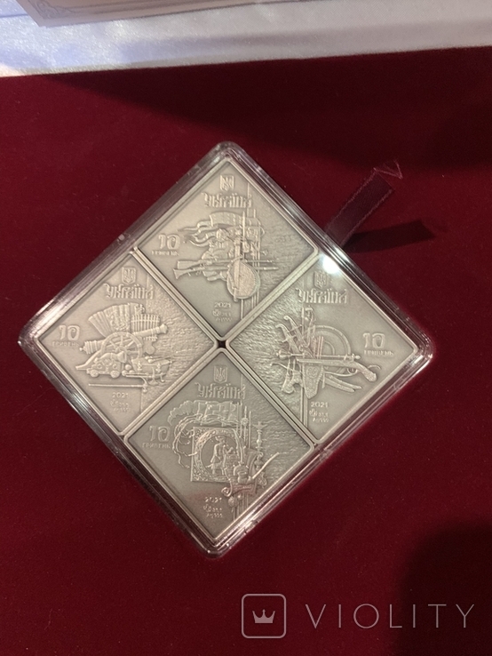 Козацькі Клейноди Набір з чотирьох срібних пам`ятних монет "Козацькі клейноди" срібло, фото №3