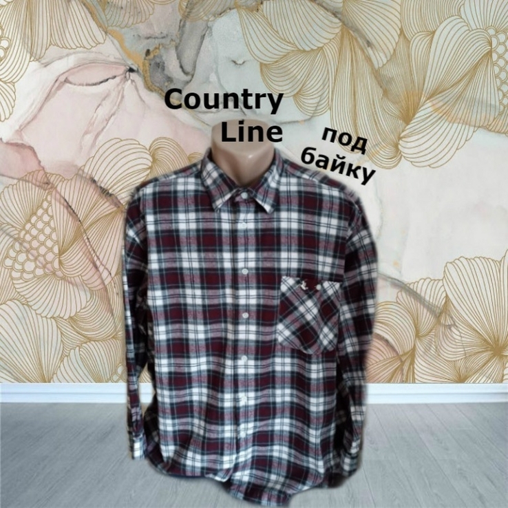 Country Line Теплая мужская рубашка дл рукав под байку в клетку хлопок 2XL, photo number 2