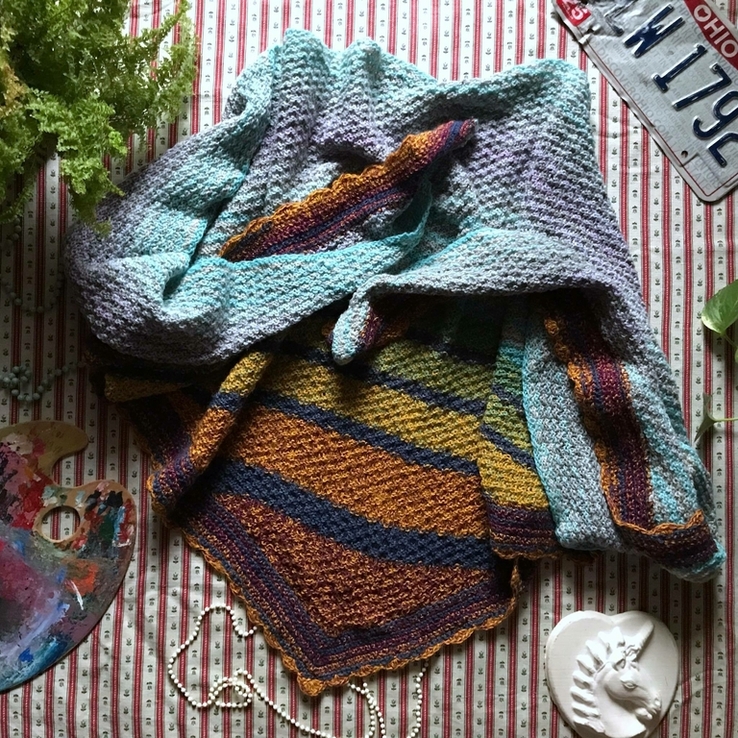 Большой вязаный шарф платок палантин бактус ручная работа, photo number 2