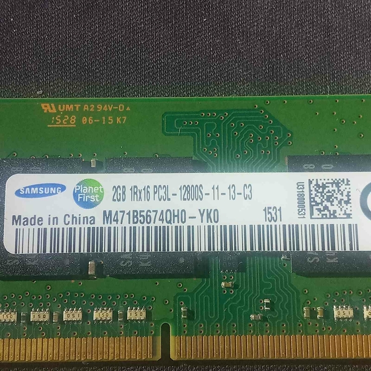 Оперативка Samsung 2 GB SO-DIMM DDR3L 1600 MHz PC3L-12800S, фото №2