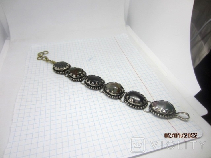 Cupronickel moss agate bracelet, photo number 3