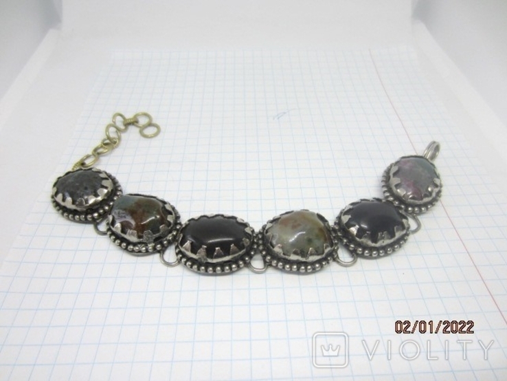 Cupronickel moss agate bracelet, photo number 2