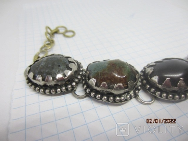 Cupronickel moss agate bracelet, photo number 4