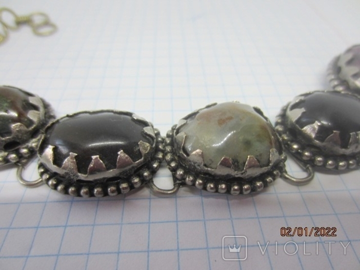 Cupronickel moss agate bracelet, photo number 5