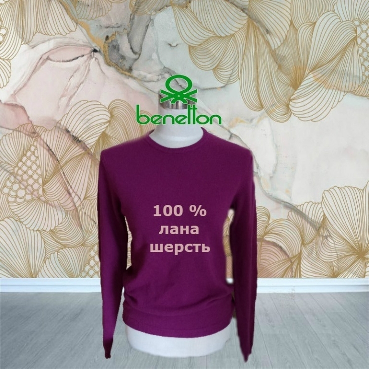 Benetton 100 % Шерстяной Новый женский свитер пурпурный/фиолетовый S/M, фото №2