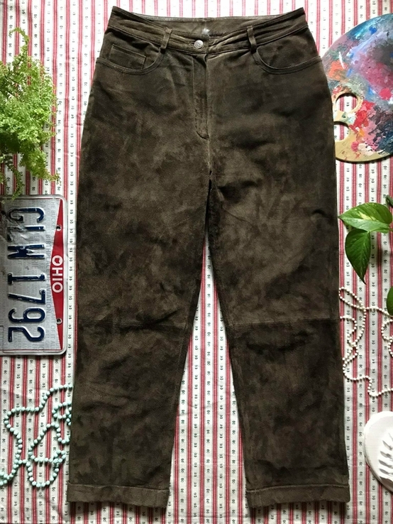 Шикарные штаны натуральная кожа ретро винтаж Helline размер D40, фото №2