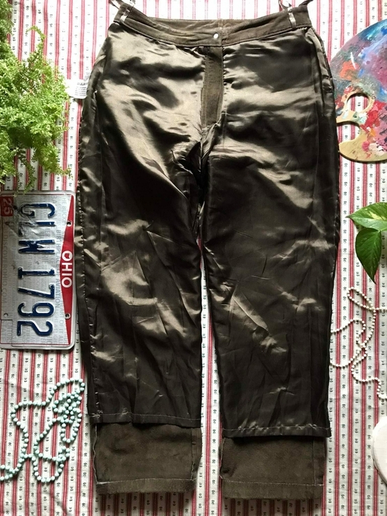 Шикарные штаны натуральная кожа ретро винтаж Helline размер D40, фото №9