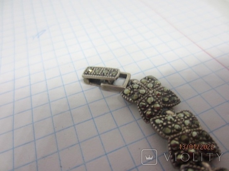 925 Silver Drip Bracelet with Marcasite Vintage Stones, photo number 6